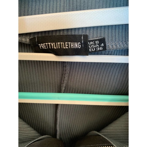 PRETTY LITTLE THING GREY RIB ZIP FRONT LONG SLEEVE SWEATSHIRT SIZE 4 - Picture 5 of 8